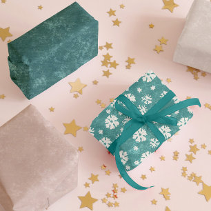 Rustic Turquoise & Beige Vintage Snowflake Xmas Wrapping Paper Sheets