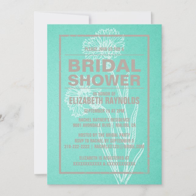 Rustic Turquoise Bridal Shower Invitations (Front)