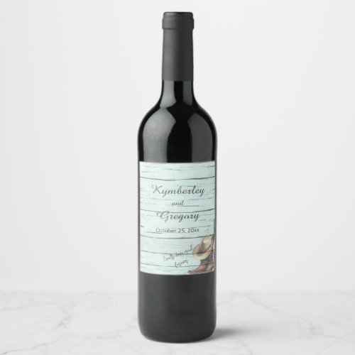 Rustic Turquoise Country Western Boots Hat Wine Label