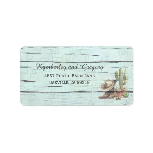 Rustic Turquoise Country Western Wedding Label