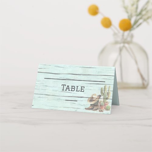 Rustic Turquoise Country Western Wedding Place Card