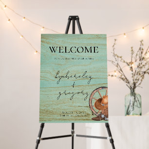 Rustic Turquoise Country Western Wedding Welcome Foam Board
