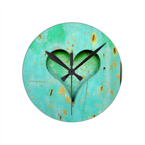 Rustic turquoise heart  design clock