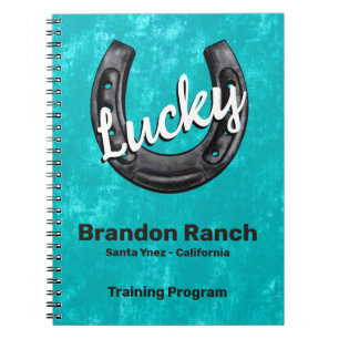Rustic Turquoise Lucky Horseshoe Ranch Training Notebook