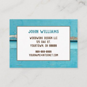 rustic turquoise paint wood business card