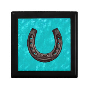 Rustic Turquoise Personalized Lucky Horseshoe Gift Box