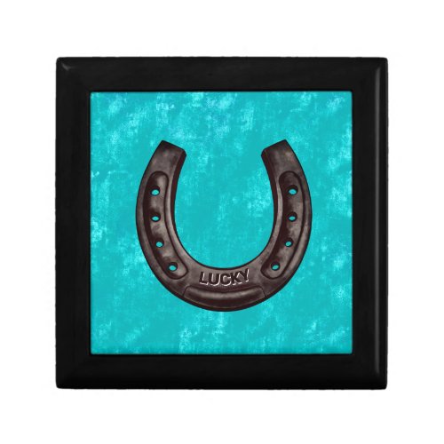 Rustic Turquoise Personalized Lucky Horseshoe Gift Box
