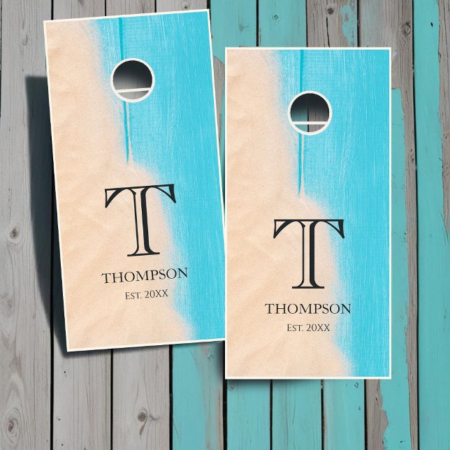 Rustic Turquoise Wood Beach Cornhole Set (Rustic Turquoise Wood Beach Cornhole Set)