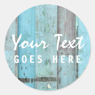 Rustic Turquoise Wood Vintage & Boho Chic Boutique Classic Round Sticker