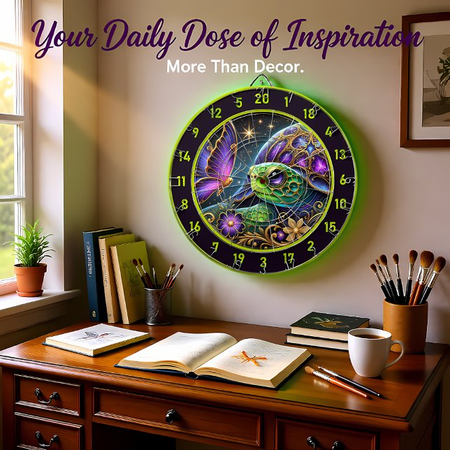 Rustic Turtle and Butterfly Cosmic Art Dart Board (Creator Uploaded)