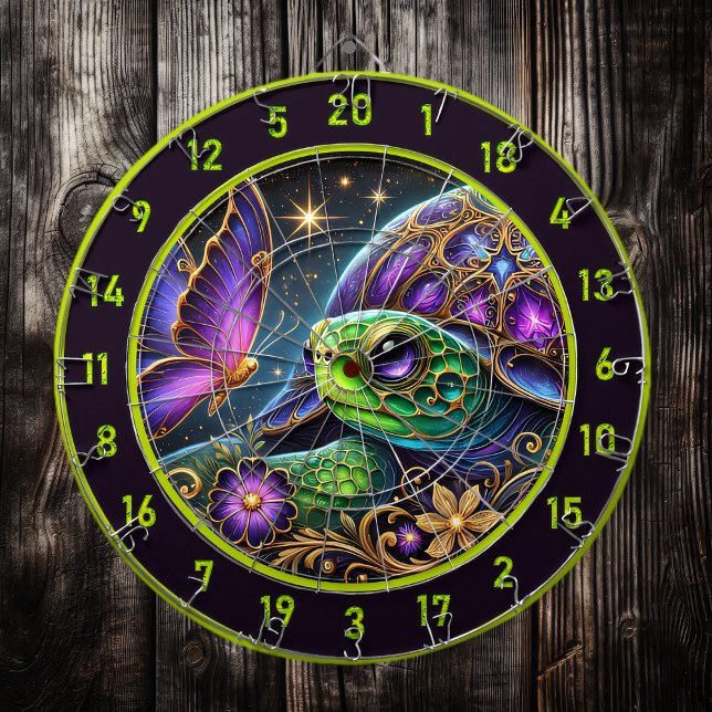 Rustic Turtle and Butterfly Cosmic Art Dart Board (Creator Uploaded)