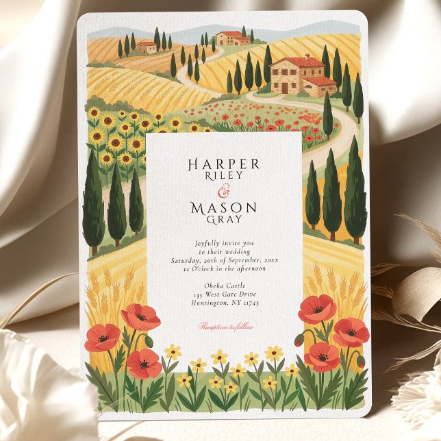 Rustic Tuscan Countryside Rolling Hills Wedding Invitation (Creator Uploaded)