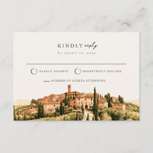 Rustic Tuscan Hill Town Italy Mail Back RSVP Card