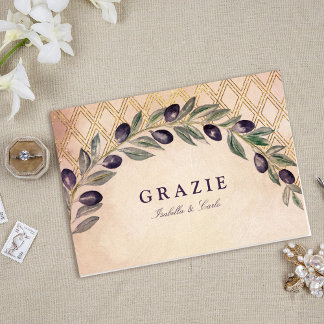 Rustic Tuscan Olive Branches Wedding Card