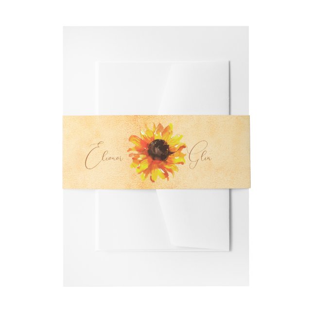 Rustic Tuscan Sunflower Personalized Invitation Belly Band (Front Example)