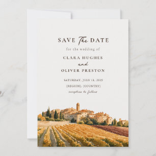 Rustic Tuscan Vineyard Hillside Italy Wedding  Save The Date