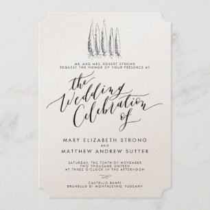 Rustic Tuscany Calligraphy Wedding Invitation