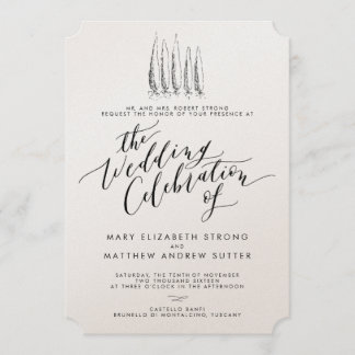 Rustic Tuscany Calligraphy Wedding Invitation