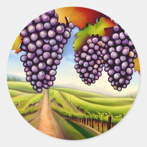 Rustic Tuscany Wine Country Grape Vines  Classic Round Sticker