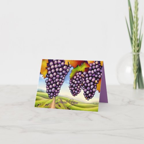 Rustic Tuscany Wine Country Grape Vines  Thank You Card