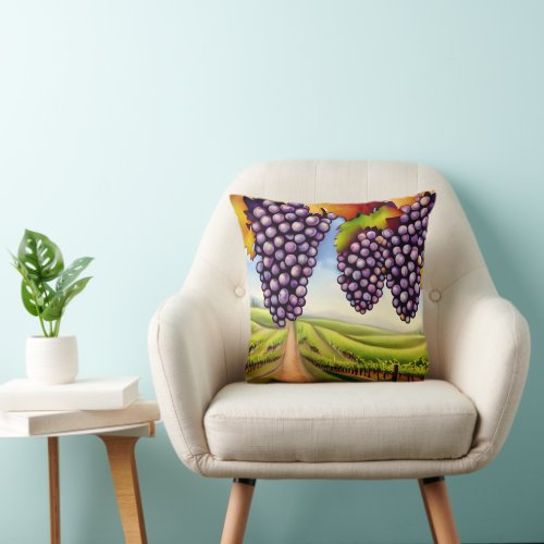 Rustic Tuscany Wine Country Grape Vines  Throw Pillow