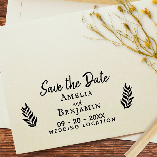 Rustic Twigs Wedding Save the Date Rubber Stamp