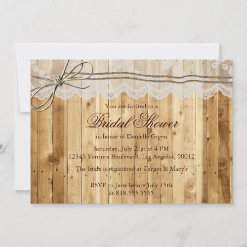 Rustic Twine Lace Wedding Invitation