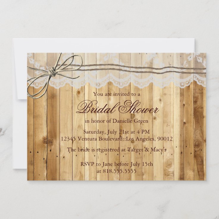 Rustic Twine Lace Wedding Invitation Zazzle