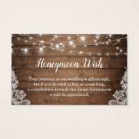 Rustic Twinkle Lights Wedding Honeymoon Fund Card