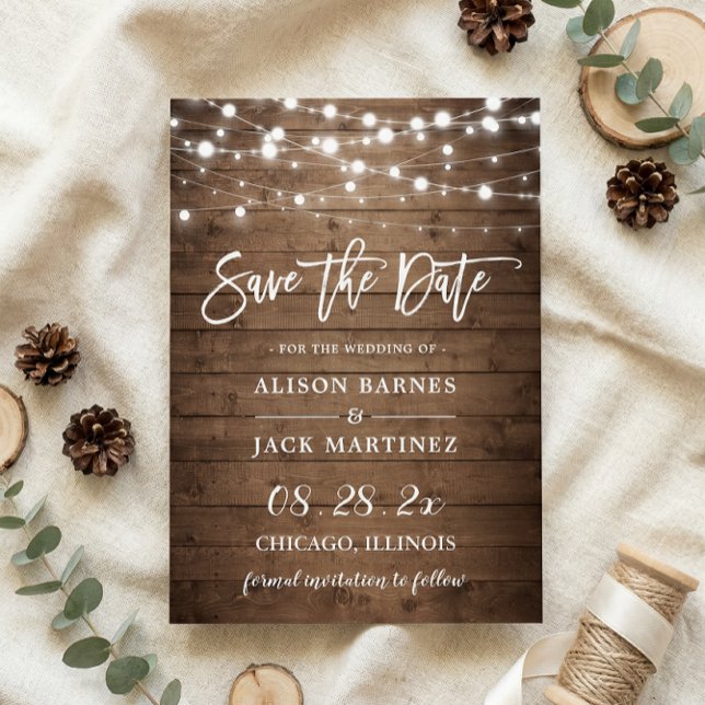 Rustic Twinkle Lights Wedding Save the Date Magnet (Creator Uploaded)