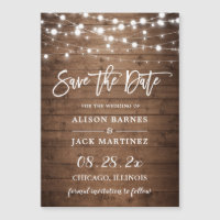 Rustic Twinkle Lights Wedding Save the Date Magnet