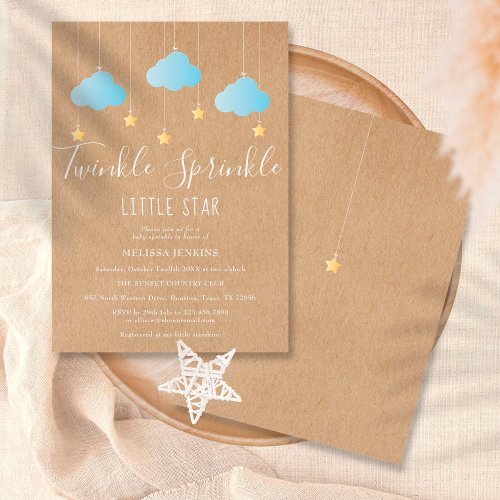Rustic Twinkle Sprinkle Baby Boy Sprinkle  Shower Invitation