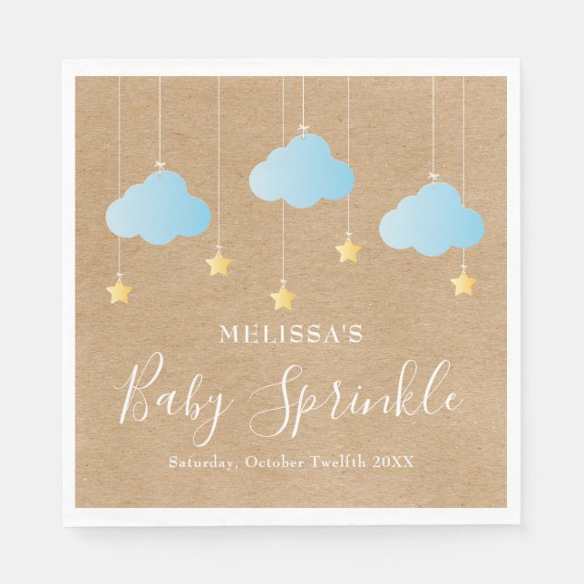 Rustic Twinkle Sprinkle Baby Boy Sprinkle / Shower Napkins (Front)