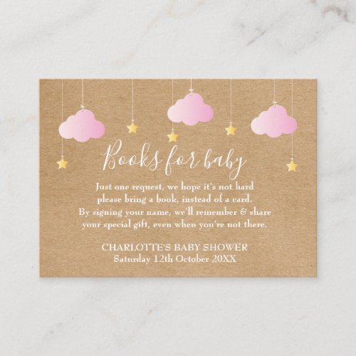 Rustic Twinkle Twinkle Book Request Baby Shower Enclosure Card