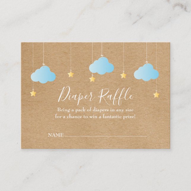 Rustic Twinkle Twinkle Diaper Raffle Baby Shower Enclosure Card (Front)