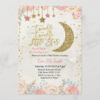 Rustic Twinkle Twinkle Little Star Baby Shower Invitation