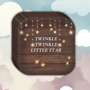 Rustic Twinkle Twinkle Little Star Baby Shower Paper Plates