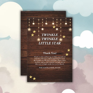 Rustic Twinkle Twinkle Little Star Baby Shower Thank You Card