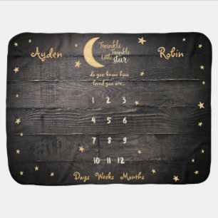 Rustic Twinkle Twinkle loved unisex twin milestone Baby Blanket