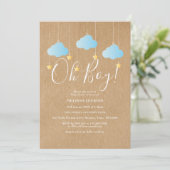 Rustic Twinkle Twinkle Oh Boy Baby Shower Invitation (Standing Front)