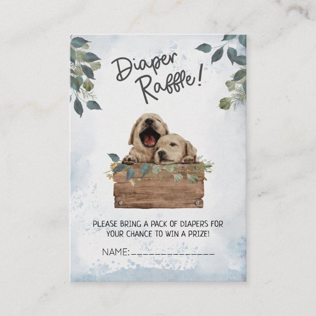 Rustic Twins Baby Shower Diaper Raffle Enclosure Card (Front)