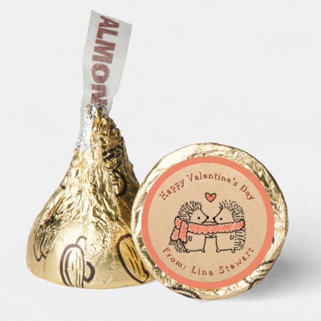 Rustic Two Cute Hedgehog in Love Customized  Hershey®'s Kisses® (Front)
