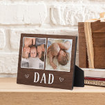 Rustic Two Photo Dad Plaque<br><div class="desc">Charming wood sign for Father's Day,  birthdays,  or new dads features two photos side by side on a rustic background with "Dad" beneath.</div>