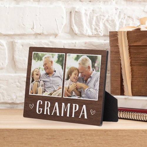 Rustic Two Photo Grampa Grandpa Plaque