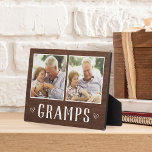 Rustic Two Photo Gramps Grandpa Plaque<br><div class="desc">Charming wood sign for Father's Day,  birthdays,  or Grandparents Day features two photos side by side on a rustic background with "Gramps" beneath.</div>
