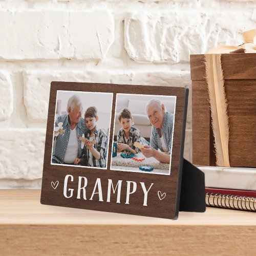 Rustic Two Photo Grampy Grandpa Plaque