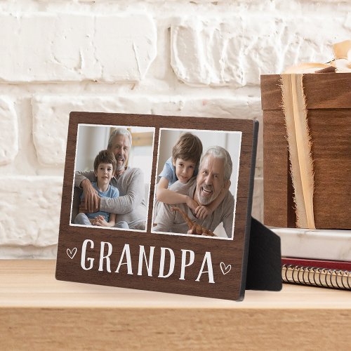 Rustic Two Photo Grandpa Plaque