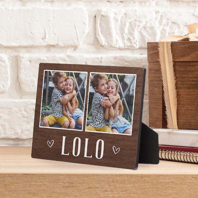Rustic Two Photo Lolo Grandpa Plaque (Creator Uploaded)