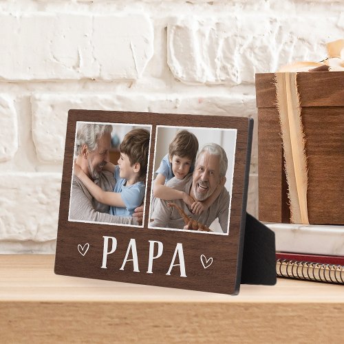 Rustic Two Photo Papa Grandpa Plaque