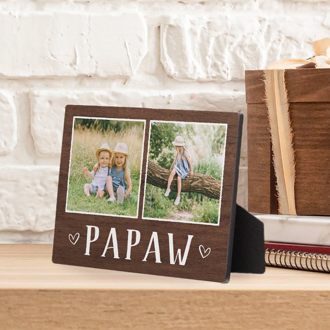 Rustic Two Photo Papaw Grandpa Plaque (Creator Uploaded)
